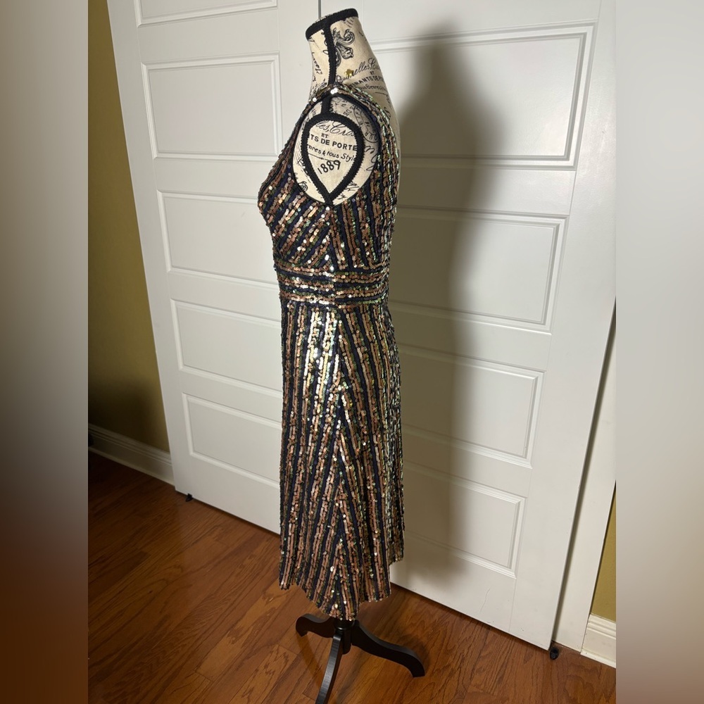 Lulu’s Light in the Night Navy Blue Multi Sequin Midi Dress - Picture 7 of 9